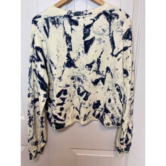 Le Lis Tie-Dye Crop Sweatshirt, Off-white and Navy Blue, Size Medium - Picture 4 of 8